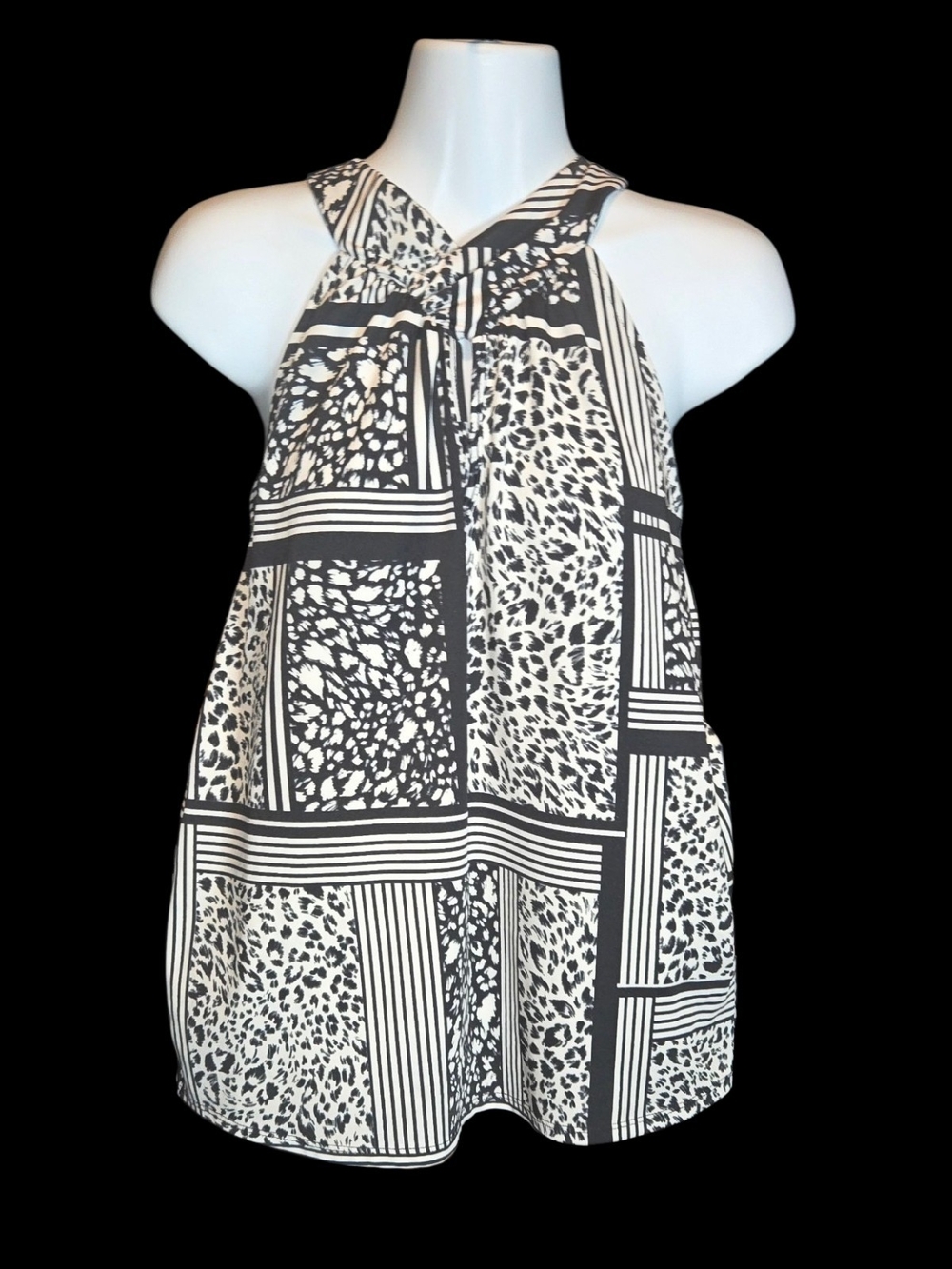 Black & White Halter Tunic Top